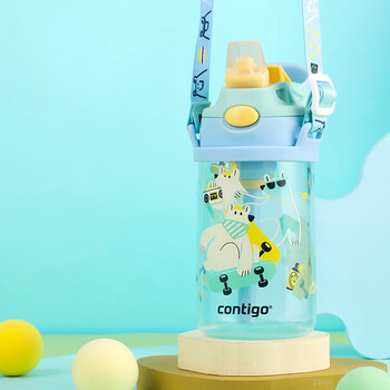 contigo康迪克儿童吸管水杯小发明家排气防喷420ml滑板熊熊HBC-GIZ249VP+