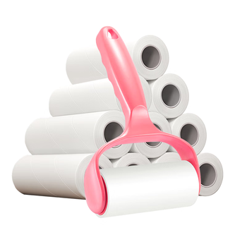 妙然粘毛器粘毛滚筒10cm1器6卷300撕可撕式衣服宠物除毛粘尘纸除尘器
