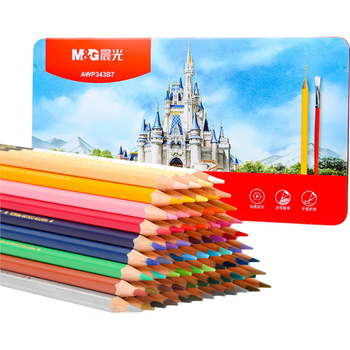 晨光（M&G）文具72色水溶性彩铅铁盒初学学生美术绘画填色含笔刷画画生日儿童女孩生日国庆出游礼物