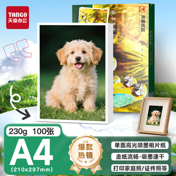 天章 (TANGO)新绿天章 A4相片纸230g高光相片纸 照相纸A4喷墨照片纸 宣传名片菜单打印纸 100张/包 天章 (TANGO)新绿天章 A4相片纸230g高光相片纸 照相纸A4喷墨照片纸 宣传名片菜单打印纸 100张/包