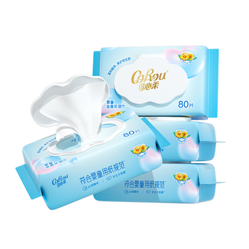 可心柔（COROU）湿巾 80抽*4包 手口屁专用 EDI纯水带盖 婴幼儿适用