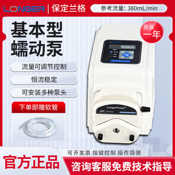 兰格BT100-3J精密蠕动泵实验室精密微量恒流泵大流量蠕动泵  BT100-3J+DG-1-10