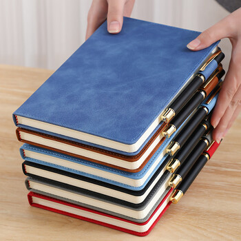 嘉然恒笔记本本子B5加厚记事本商务肤感皮面记事本16K笔记本子工作日记本会议记录本办公文具可定制 深蓝
