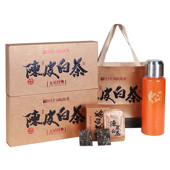 传奇会茶叶福鼎白茶陈皮白茶寿眉小方片老白茶礼盒装200g自己喝送礼