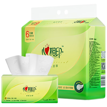 心相印抽纸茶语丝享系列3层130抽*6包*12提共72包纸巾新旧交替整箱装