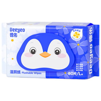 DEEYEO金盏花湿厕纸如厕湿巾儿童成人卫生湿纸巾可搭配抽纸使用80抽*6包