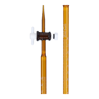 LABSHARK 滴定管玻璃酸碱式实验室透明棕色加厚刻度滴管微量滴定 【聚四氟阀】棕色酸碱25mL 1支