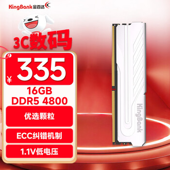 金百达（KINGBANK）16GB DDR5 4800 台式机内存条 银爵