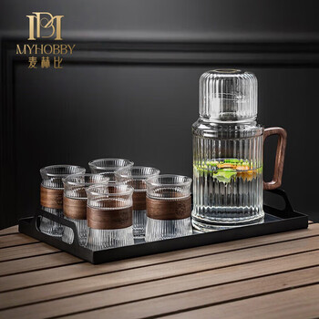 麦赫比Myhobby轻奢高档家用耐高温高硼硅玻璃杯凉水壶套装客厅专用中式水杯六只