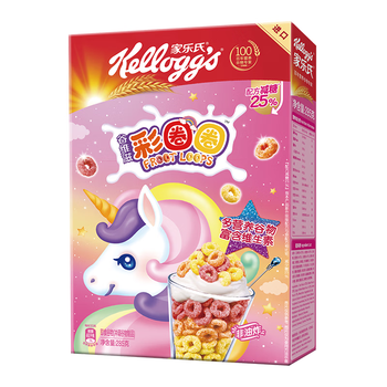 家乐氏（Kellogg）进口谷维滋彩圈圈285g儿童学生营养谷物脆麦片冲泡即食早餐代餐