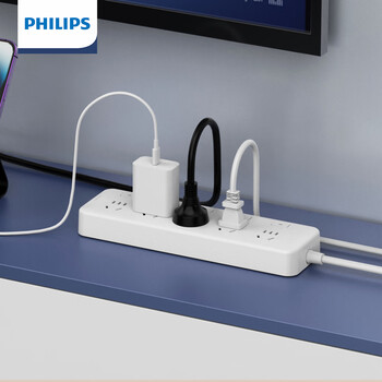 飞利浦（PHILIPS）5位分控独立开关2.8米 大孔位间距 插排/插线板/排插/接线板/拖线板