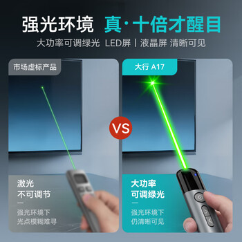 ASiNG大行A17大功率激光笔绿光翻页笔投影笔大型会议指示LED液晶屏幕幕布适用大讲堂百米远控激光可调 ASiNG大行A17大功率激光笔绿光翻页笔投影笔大型会议指示LED液晶屏幕幕布适用大讲堂百米远控激光可调