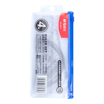 晨光（M&G）齐思钧推荐款学生考试绘图套尺尺子套装小学生考试 4件套（直尺15cm+三角尺*2+量角器）ARL96042