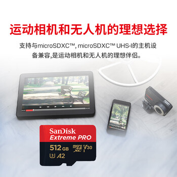 闪迪(SanDisk)512GB TF(MicroSD)内存卡 A2 4K V30 U3 C10 至尊超极速移动存储卡 读速200MB/s 写速140MB/s 闪迪(SanDisk)512GB TF(MicroSD)内存卡 A2 4K V30 U3 C10 至尊超极速移动存储卡 读速200MB/s 写速140MB/s