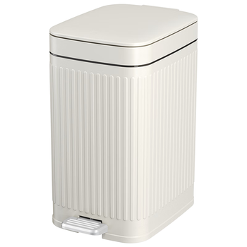 五月花手按脚踏垃圾桶14L超大号奶白色带盖锁味宿舍家用客厅厨房厕所