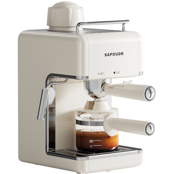 赛普达EA39家用全自动咖啡机小型意式拉花打奶泡美式小白入门易学半全自动咖啡机 米白色