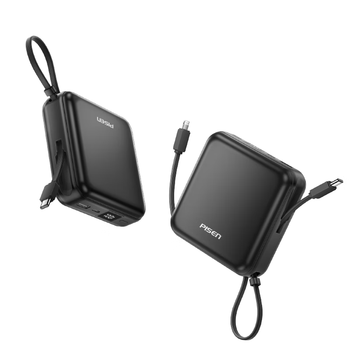 品胜【3C认证可上飞机】充电宝自带双线20000毫安大容量30W快充移动电源适用苹果17promax小米华为黑