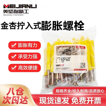 美坚利精工（MEIJIANLI） 金杏拧入式锚栓加长胀栓自攻膨胀胀栓 10*60（50套）