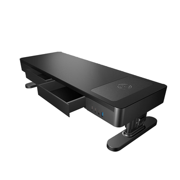 鹿为 显示器增高架笔记本电脑支架桌面台式显示屏垫高托架底座usb3.0升降+无线充带抽屉增高架 ZGL121