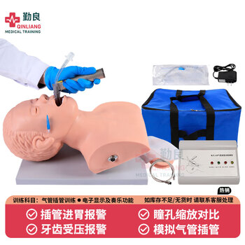 勤良成人电子气管插管训练模型（牙齿受压警报）口鼻咽喉插管置管操作练习模拟人气道阻塞通气插管模型QL/J5S
