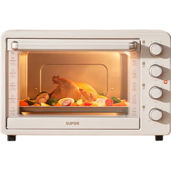 苏泊尔（SUPOR）家用全自动大容量40L电烤箱 上下独立控温可视炉灯多层烤位 多功能烘焙烧烤奶油白OJ40A808