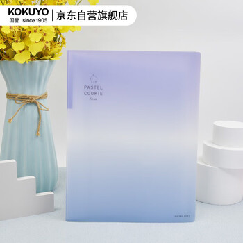 国誉(KOKUYO) A4文件夹淡彩曲奇晴空系列 学生资料册收纳夹 WSG-CBV40BB 海湾蓝蓝40袋内页 高透