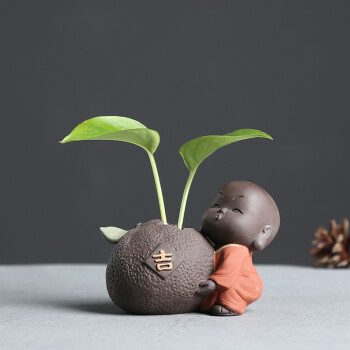 【京东好货】精品可爱紫砂小和尚茶宠可养摆件 创意水培插花茶具装饰