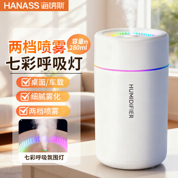 HANASS加湿器小型空气鼻炎卧室客厅轻音家用办公室学生USB插电桌面可车载 加湿器 H06乔迁生日礼物男女生