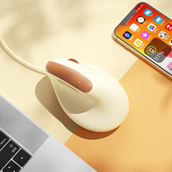 B.O.W航世 M190U 人体工学有线鼠标 办公电脑垂直立握式鼠标 作图建模通用静音鼠标 奶咖色 B.O.W航世 M190U 人体工学有线鼠标 办公电脑垂直立握式鼠标 作图建模通用静音鼠标 奶咖色