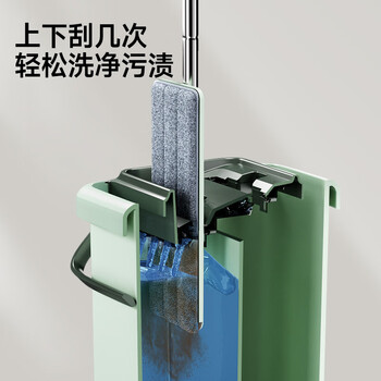 五月花平板拖把38CM2块布刮刮桶家用一拖净吸水拖把免手洗墩布神器 五月花平板拖把38CM2块布刮刮桶家用一拖净吸水拖把免手洗墩布神器