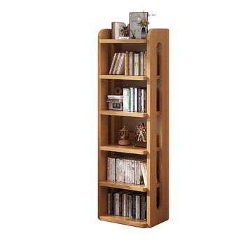 小匠材实木书架立式落地窄书柜储物柜一体靠墙儿童简易转角置物架六层40