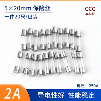 ZAVE 保险丝玻璃保险管熔断器 5*20mm 2A（20只）