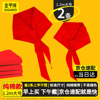 金甲库【2条】红领巾纯棉加厚国标1.2米大号 小学生红领巾京东自营中学生手系打结透气不易掉色