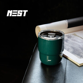 巢里复古便携咖啡杯304不锈钢户外随行外带露营迷你雪糕冰杯家居馆绿