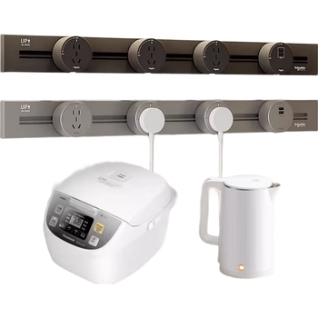 施耐德电气明装轨道插座 可移动墙壁式插座壁挂式插座 免开槽 1米深邃黑色 