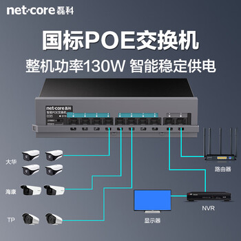 磊科(netcore)S10P 10口百兆8口POE交换机 企业安防监控摄像头 网线供电交换器 工程网络分线器 金属机身 磊科(netcore)S10P 10口百兆8口POE交换机 企业安防监控摄像头 网线供电交换器 工程网络分线器 金属机身