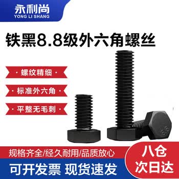 永利尚8.8级外六角螺栓 高强度螺栓大全发黑螺丝螺杆 外六角螺栓5*30(20个）