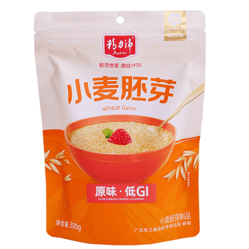 精力沛小麦胚芽300g/袋 高纤维高蛋白低GI麦片即食冲泡营养早餐