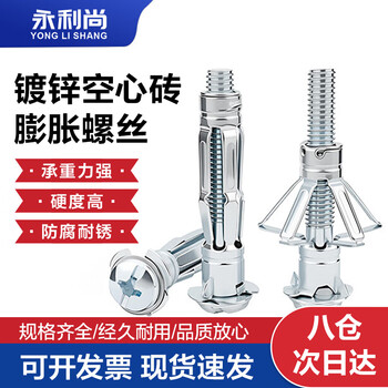 永利尚空心砖膨胀螺栓空心墙石膏板膨胀螺丝中空壁虎 M6*65（5个装）