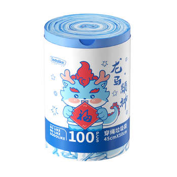 Sodolike尚岛抽绳垃圾袋印花45*50cm100只双面2.4丝点断加厚手提收口
