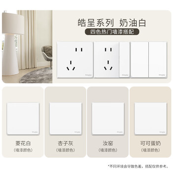 施耐德电气 双开双控开关 86型二开开关面板 墙壁电源开关插座 皓呈奶油白色 施耐德电气 双开双控开关 86型二开开关面板 墙壁电源开关插座 皓呈奶油白色