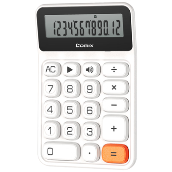 齐心12位宽屏显示三档真人语音计算器 大按键大屏幕简约轻薄机身财务计算器 办公用品探索系列 X3 白