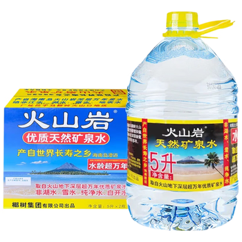 椰树火山岩饮用天然矿泉水 5L*2桶 整箱装 饮用水 正宗海南特产
