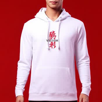 VICTOR威克多胜利羽毛球服男女同款帽衫卫衣T15106 白色 L 