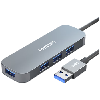 飞利浦USB3.0分线器高速4口拓展坞HUB集线器USB扩展坞适用笔记本电脑一拖多接口转换器转接头延长线0.2米