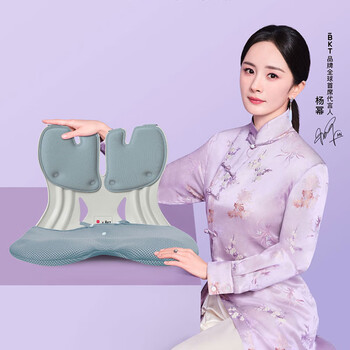 BKT人体工学办公室坐姿椅学生矫姿坐垫美臀腰靠垫 加大北欧蓝+坐垫套