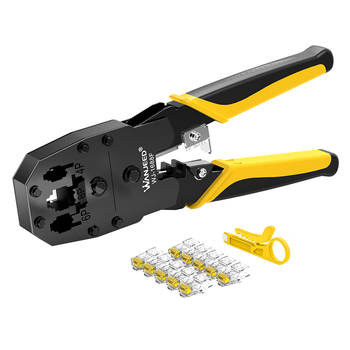 万级网线钳套餐 超六类非屏蔽三用多功能剪剥压线钳 8P6P4P超五类水晶头压接钳 电脑网络工具 WJ-1688F