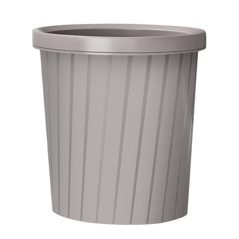 百家好世压圈垃圾桶无盖12L圆形卡其客厅厨房卧室卫生间厕所办公分类纸篓