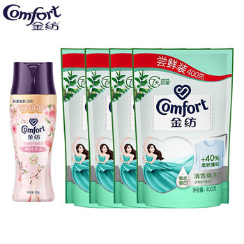 金纺留香珠【特惠装】桃汁夭夭180g天然植萃+柔顺剂400g*4袋 包装随机