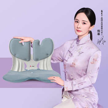 BKT护腰靠坐垫夏季凉垫沙发垫人体工学久坐不累 超大版北欧蓝+坐垫套